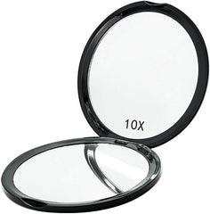 Compact cosmetic mirror with magnification
