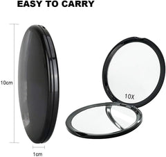 Compact cosmetic mirror with magnification
